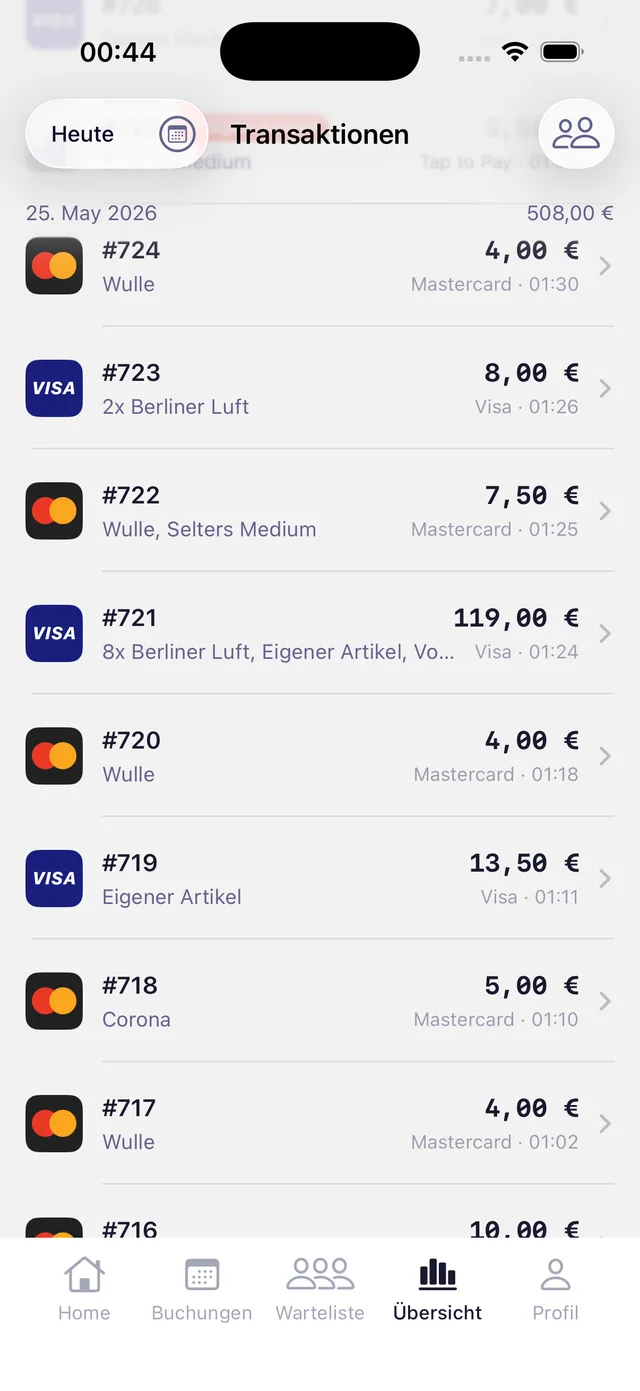 LeviaPay — Transaktions&uuml;bersicht
